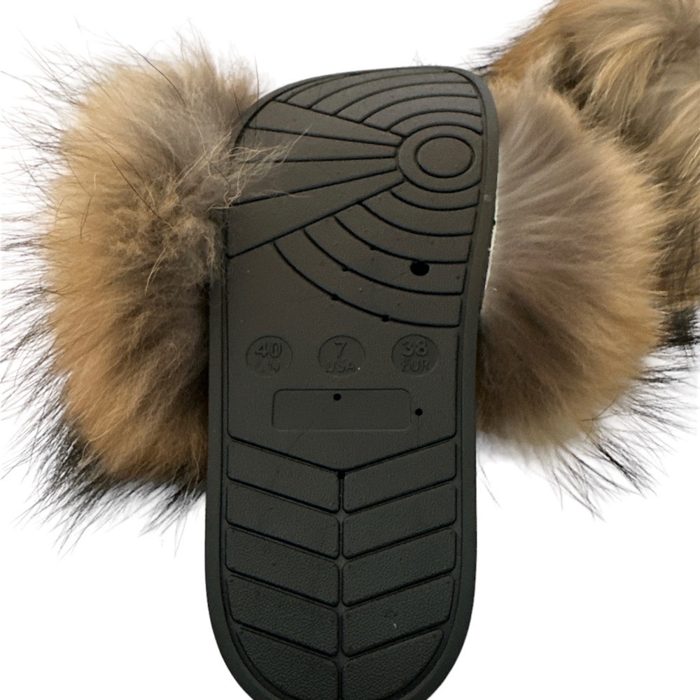 Faux Fur Brown And Black Slipper S6 Brand New - Picture 4 of 4